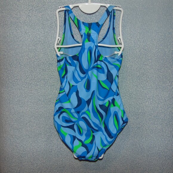 Spyder Blue Green Swirl Swimsuit Leotard XL - Picture 3 of 8